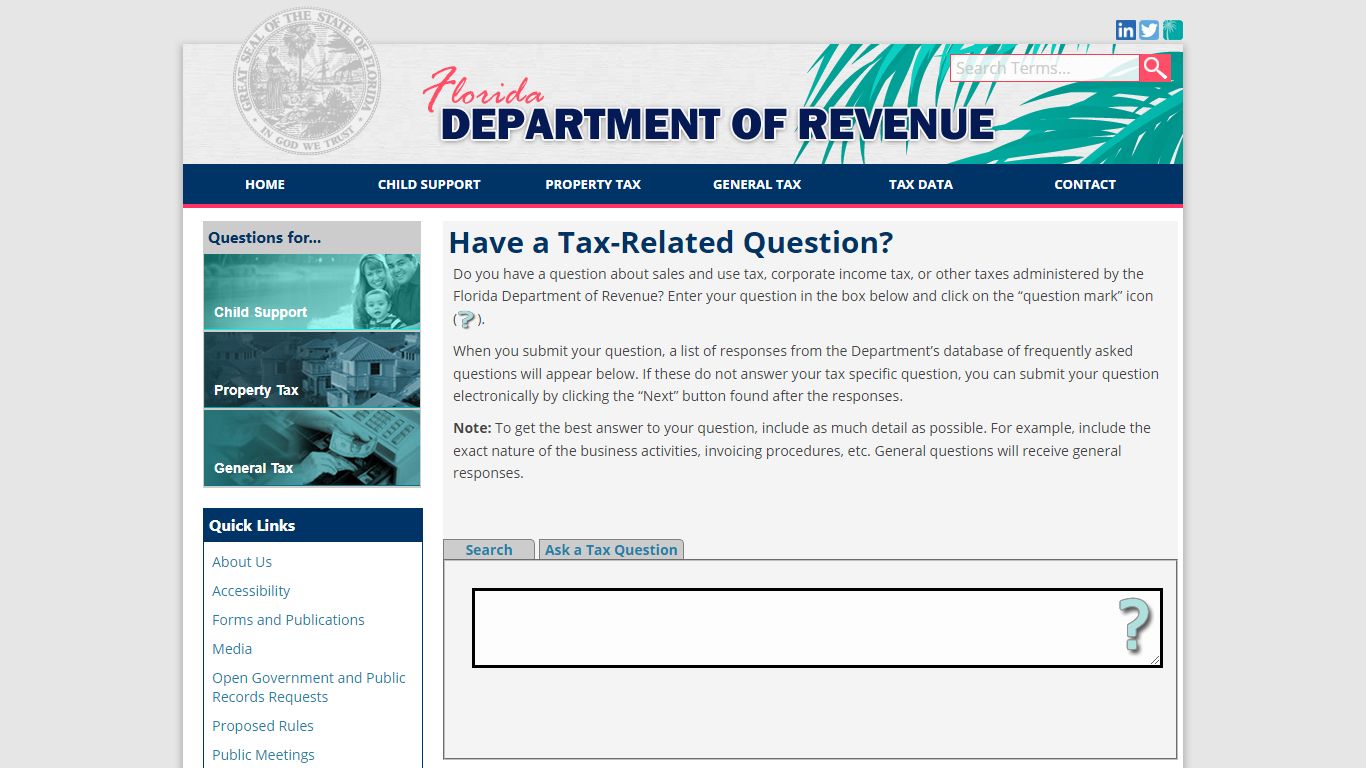 Florida Dept. of Revenue - Contact Us - floridarevenue.com