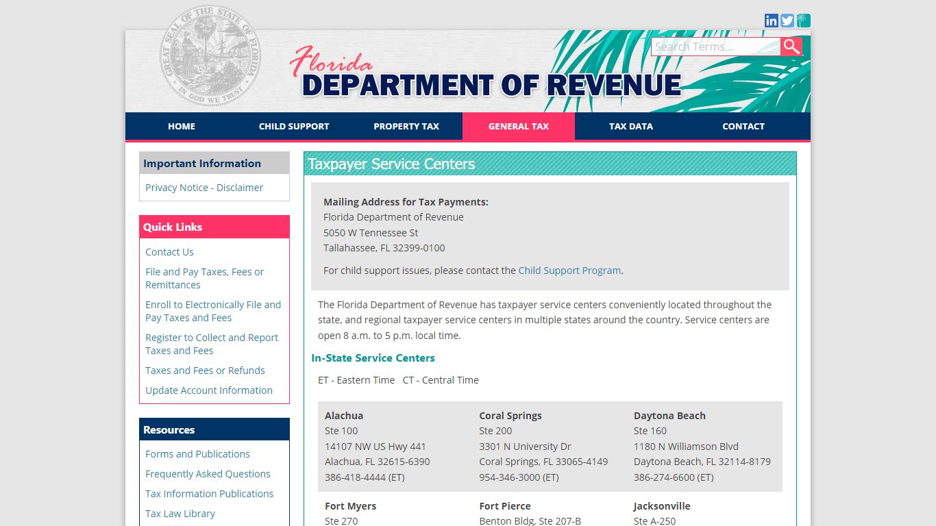 Florida Dept. of Revenue - Service Centers - floridarevenue.com