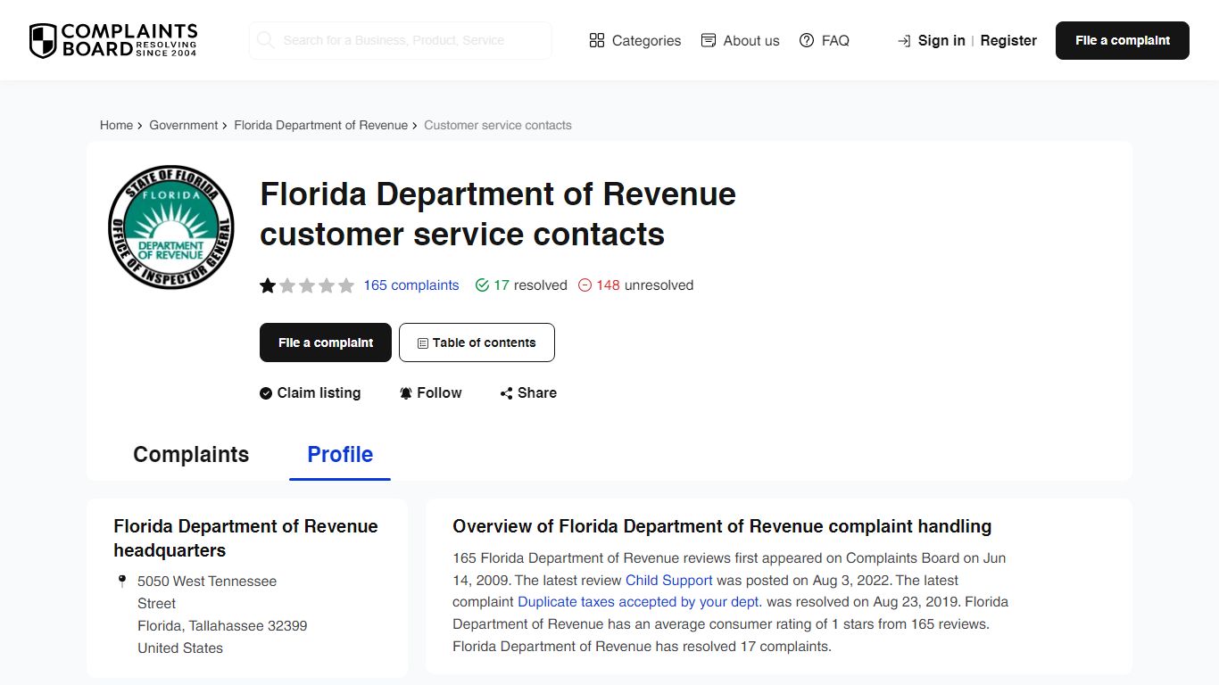 Florida Department of Revenue Contact Number, Email, Support, Information
